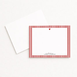 Convites Red Heart Striped Valentine Note Card