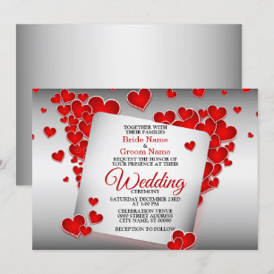 Convites Red Hearts Belo Casamento