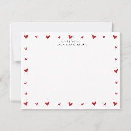 Convites Red Hearts Border Valentines Note Card