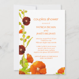 Convites Red Hollyhocks Casal Floral de Casamento Chá