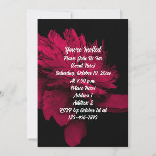 Convites Red Hot Peony No Black Floral Party