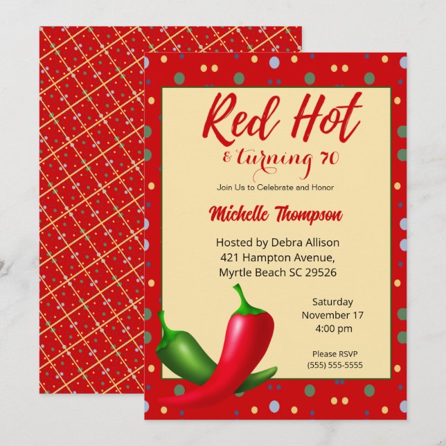 Convites Red Hot Peppers 70 Aniversário (Frente/Verso)