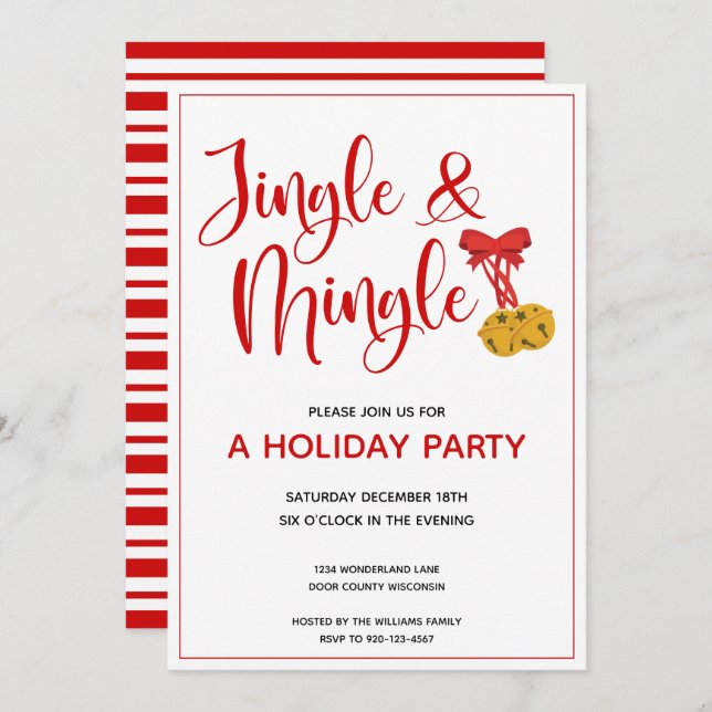 Convites Red Jingle e Mingle Holiday Party (Frente/Verso)