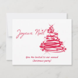 Convites Red Joyeux Noël com árvore de Natal