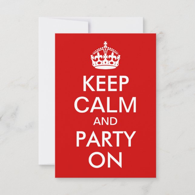 Convites Red Keep Calm and Party No Aniversário (Frente)