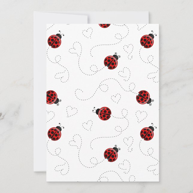 Convites Red Ladybug Beetle Insett Lover Black Hearts (Frente)