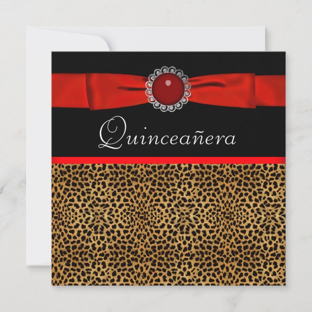Convites Red Leopardo Red Quinceañera Invants (Frente)