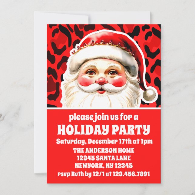 Convites Red Lepard Imprima Retros Festa de Natal (Frente)