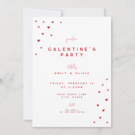 Convites Red Love Heart Valentine's Galentines Party Invite