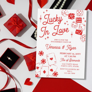 Convites Red Lucky In Love Dice & Cards Engagement Party
