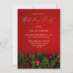 Convites Red Ornament & Garland Holiday