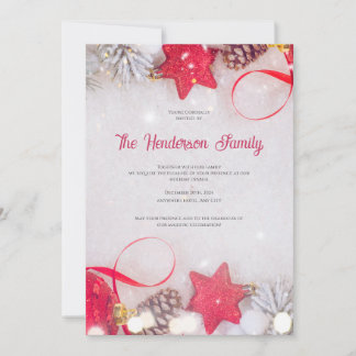 Convites Red Ornament Invitation, Christmas Greetings
