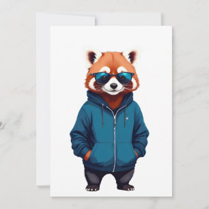 Convites Red Panda Vestindo Hoodie Engraçado Música Animal