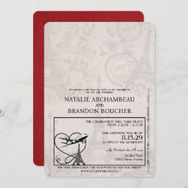 Convites Red Paris Passport Wedding