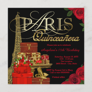 Convites Red Paris Quinceanera