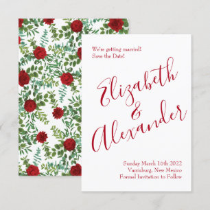 Convites Red Peony e Rosa Floral Weding
