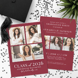 Convites Red Photo Graduation Party Invitation