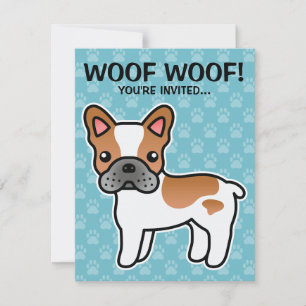 Convites Red Piebald Cartoon French Bulldog