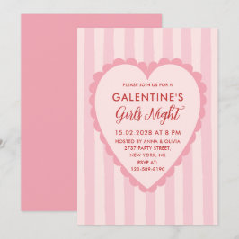 Convites Red Pink Hand Drawn Galentine's Girls Night  Party
