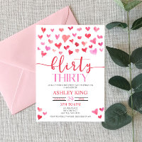 Red Pink Hearts Flirty Thirty 30th Birthday Party