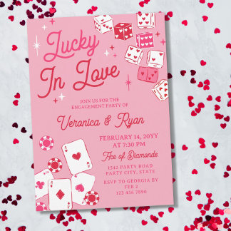 Convites Red Pink Lucky In Love Dice Cards Engagement Party