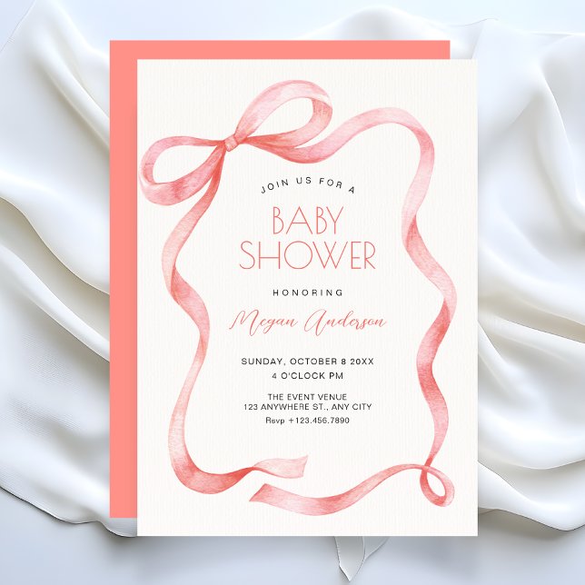 Convites Red pink soft ribbon bow (Criador carregado)