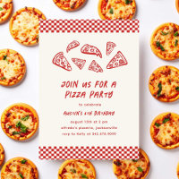 Red Pizza Party Aniversário de criança Quirky dese