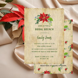 Convites Red Poinsettia em Vintage Brown, Bridal Brunch