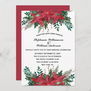 Convites Red Poinsettia Floral Casamento De Natal Inv