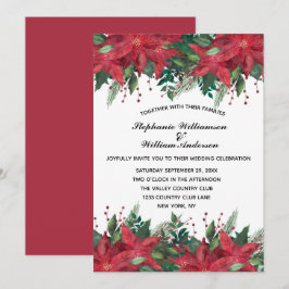 Convites Red Poinsettia Floral Casamento De Natal Inv