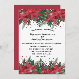 Convites Red Poinsettia Floral Casamento De Natal Inv