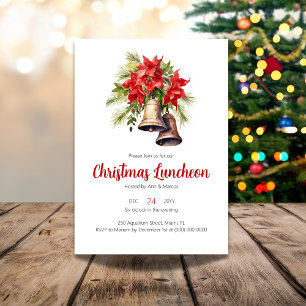 Convites Red Poinsettia Floral Christmas Luncheon