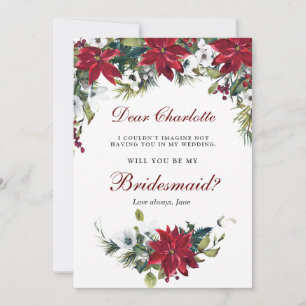 Convites Red Poinsettia Floral Você Será Minha Colega De