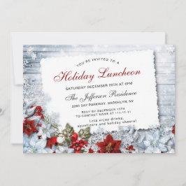 Convites Red Poinsettia Holly Natal Férias Lunchedo
