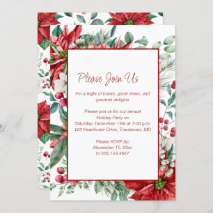 Convites Red Poinsettia, Mistletoe, Festa de Natal em Berri