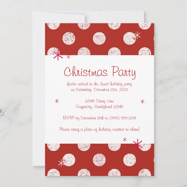 Convites Red Polka Dot Christmas Party Invitation (Frente)