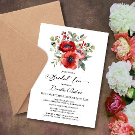 Convites Red Poppy Bridal Tea