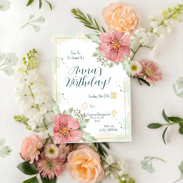 Convites Red Poppy Watercolor Florals Aniversário