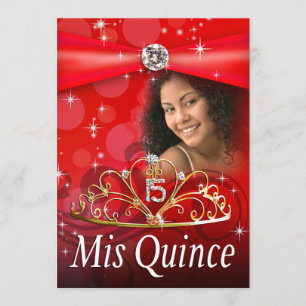 Convites Red Quinceanera 15 Princesa Tiara Foto