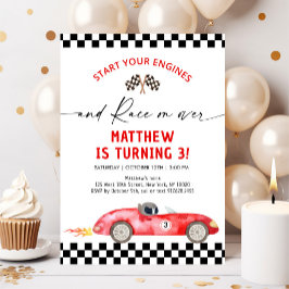 Convites Red Race Car Birthday