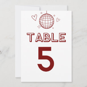 Convites Red Retro Disco Groovy Grandes Números de Tabela