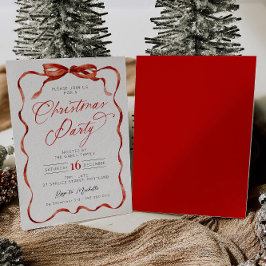 Convites Red Ribbon Christmas Party Invitation