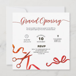 Convites Red ribbon cuttiing Grand opening Invitation