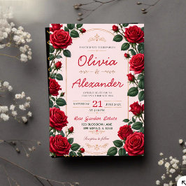 Convites Red Rose Classic Romantic Elegant Floral