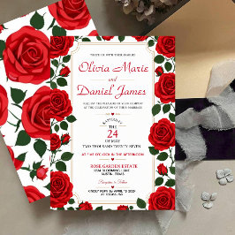 Convites Red Rose Classic Rose Garden Elegant Floral