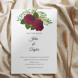 Convites Red Rose Elegant Floral Invite