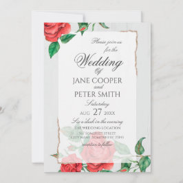 Convites Red roses floral Wedding Invitation