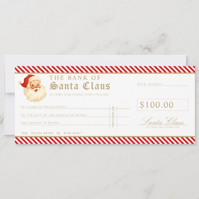 Convites Red Santa Cheque Gift Voucher Card (Frente)