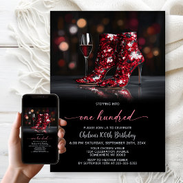 Convites Red Sequin Boots 100th Birthday Party