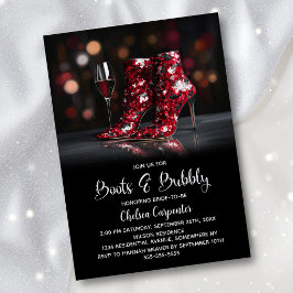Convites Red Sequin Boots and Bubbly Bridal Shower